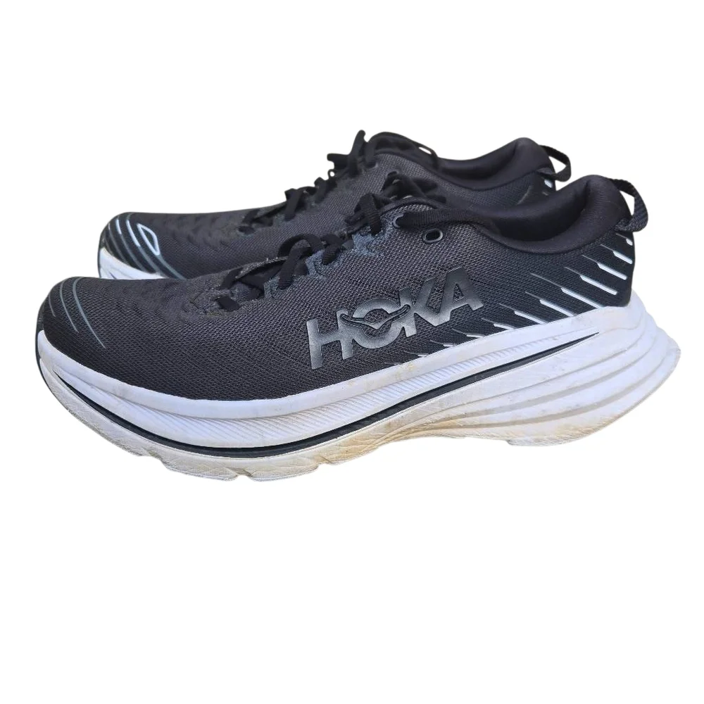 Hoka One One Bondi 8 Black and White Running Sneakers - Picture 8 of 8